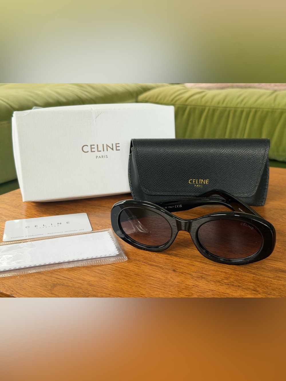 BRAND NEW in Box Celine Sunglasses w the Signature Gold Triomphe Temple Accent